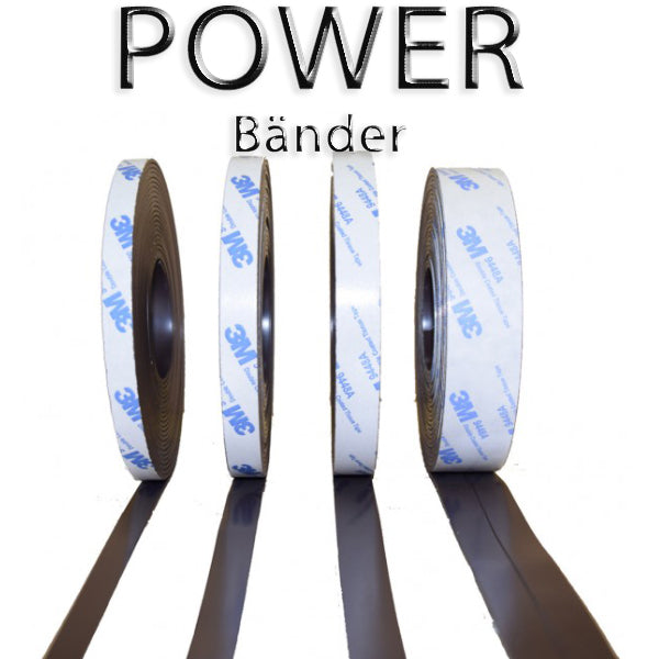 POWER Magnetband mit 3M Kleber Kleberücken selbstklebend Powerband 25,4mm breite