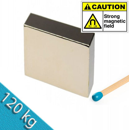 Quadermagnet 100,0 x 100,0 x 15,0 mm N40 Nickel - hält 120kg