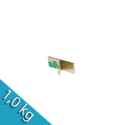 Quadermagnet 30,0 x 10,0 x 1,0 mm N35 Nickel - selbstklebend