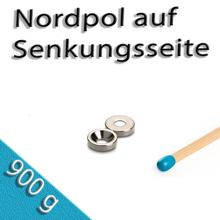 Ringmagnet Ø 10,0 x 3,4 x 3,0 mm N42 Nickel mit Senkung Nord