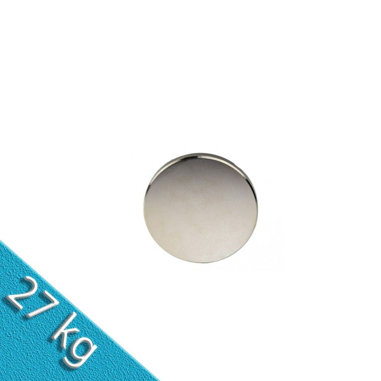Scheibenmagnet Ø 30,0 x 15,0 mm N42 Nickel - hält 27 kg
