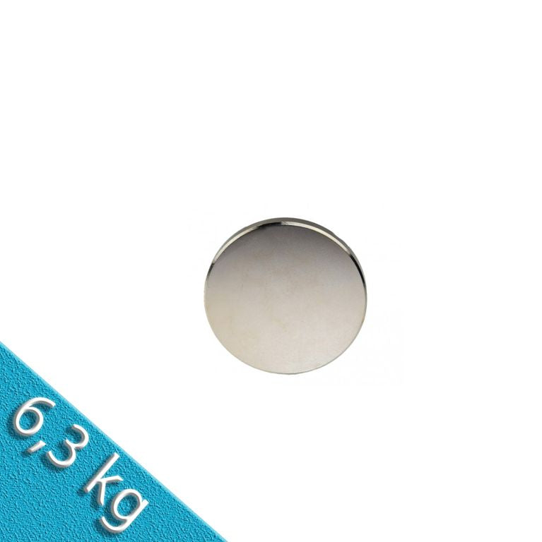 Scheibenmagnet Ø 30,0 x 3,0 mm N45 Nickel - hält 6,3 kg