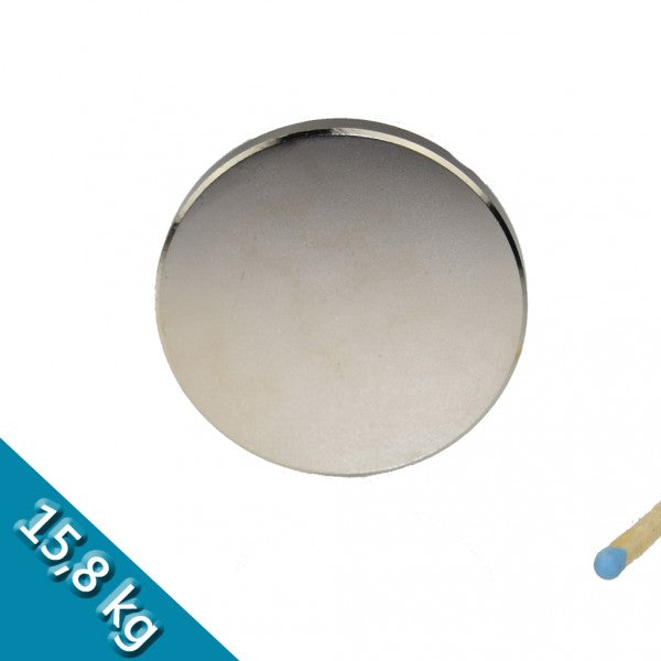 Scheibenmagnet Ø 45,0 x 5,0 mm N44 Nickel - hält 15,8 kg
