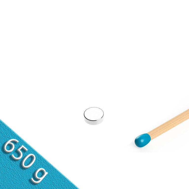 Scheibenmagnet Ø 5,0 x 2,0 mm N40 Nickel - hält 650 g