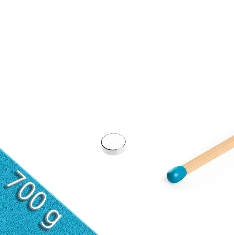 Scheibenmagnet Ø 6,0 x 2,0 mm N45 Nickel - hält 700 g