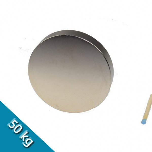 Scheibenmagnet Ø 60,0 x 10,0 mm N40 Nickel - hält 50 kg