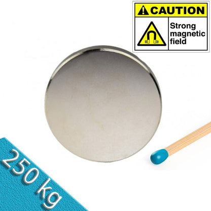 Scheibenmagnet Ø 70,0 x 50,0 mm N45 Nickel - hält 250 kg