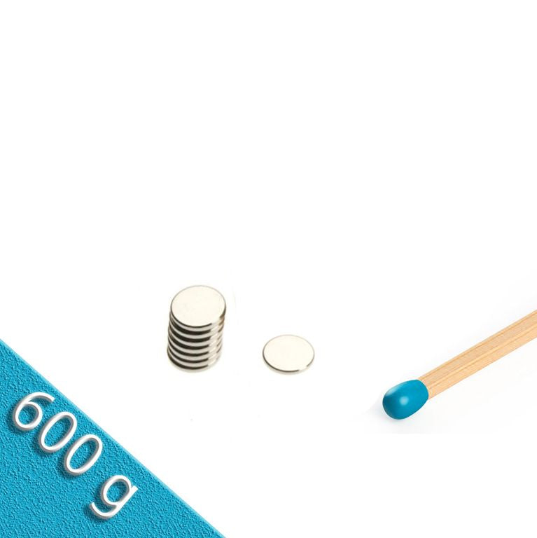 Scheibenmagnet Ø 8,0 x 1,0 mm N45 Nickel - hält 600 g