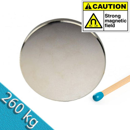 Scheibenmagnet Ø 90,0 x 30,0 mm N48 Nickel - hält 260 kg