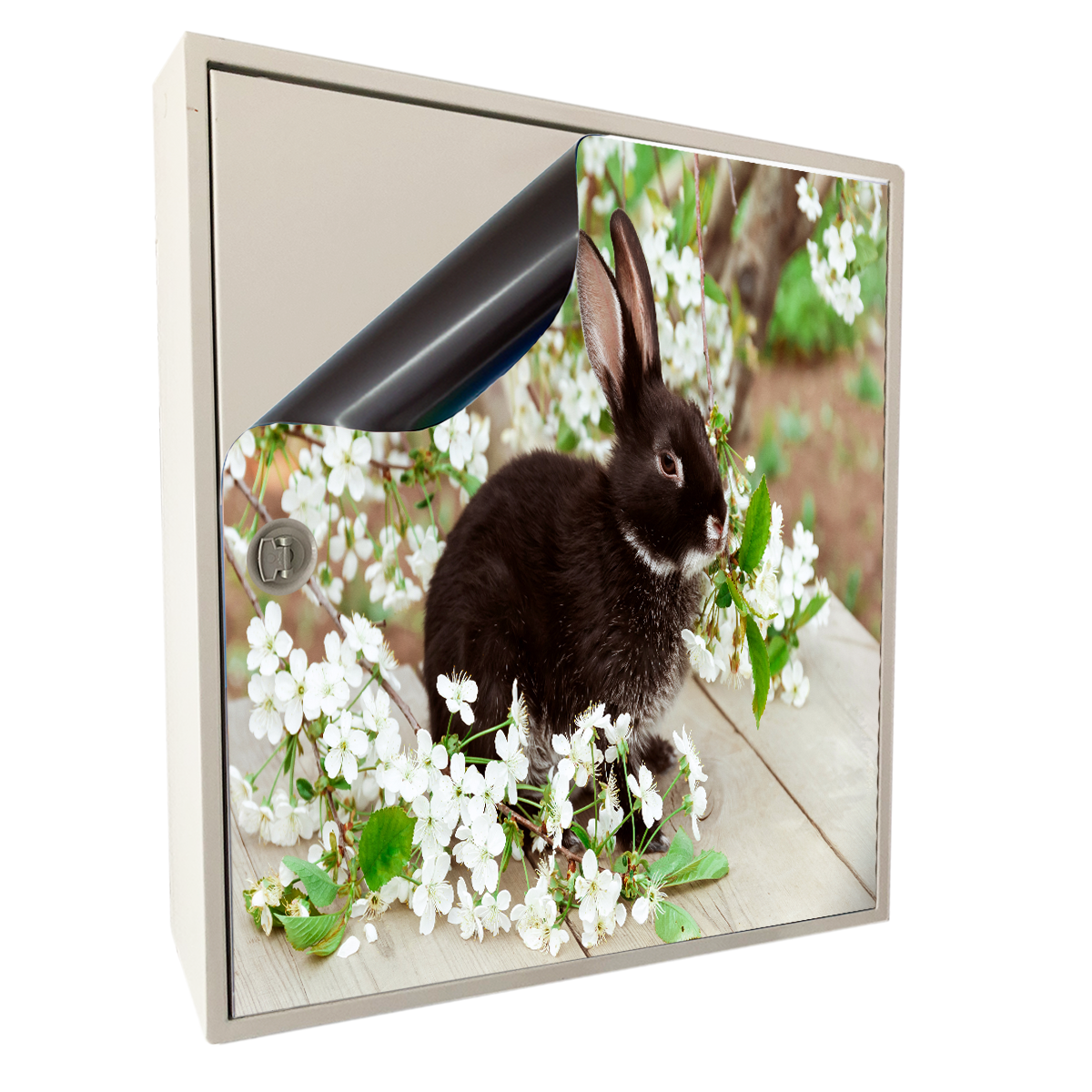 Stromkasten Deko-Folie (Hager) - Schwarzer Hase Blüten