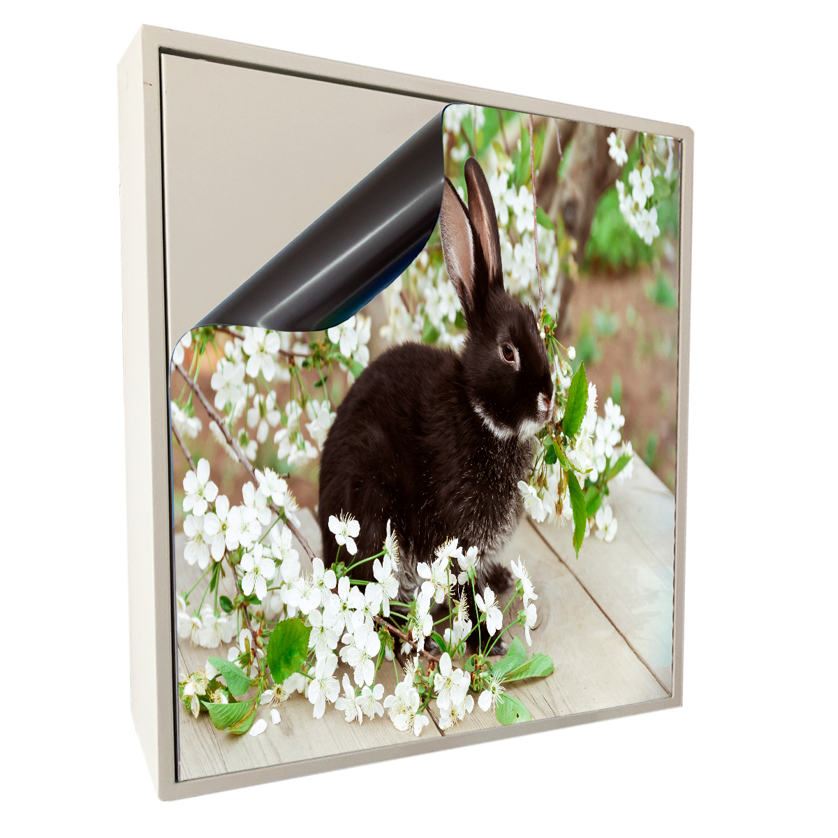 Stromkasten Deko-Folie (Hager) - Schwarzer Hase Blüten