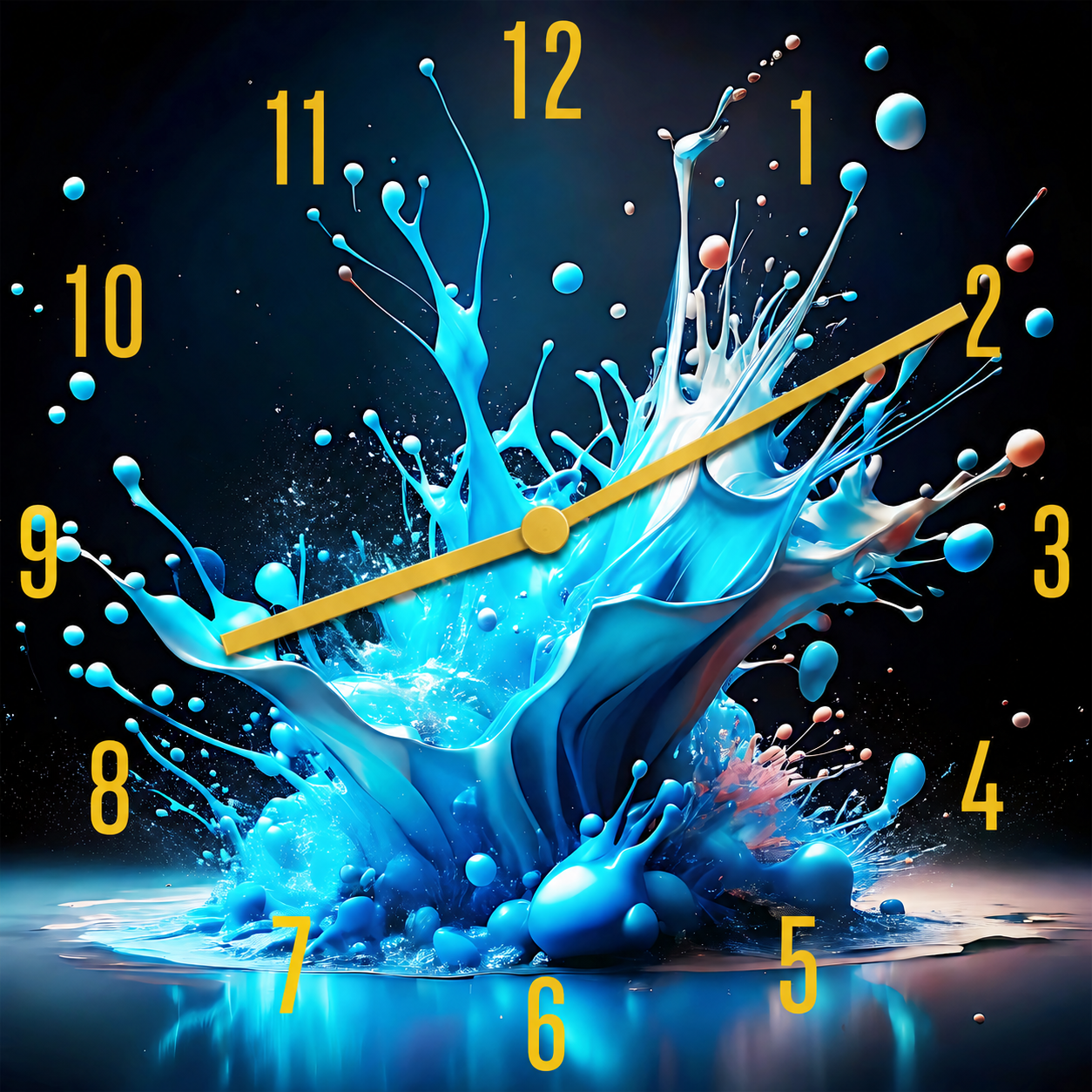 Hochwertige 30cm-Uhren Made in Alzenau Lautlose Uhr MDF Acryl Motiv Splash Blau