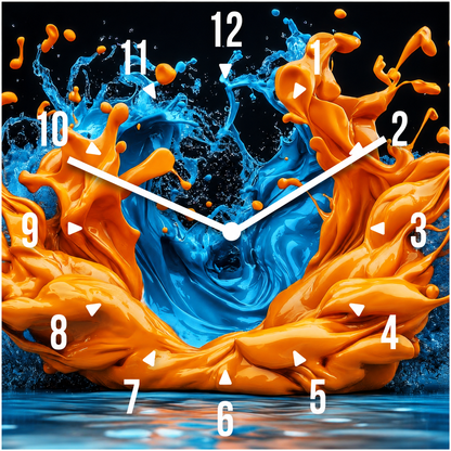 Hochwertige 30cm-Uhren Made in Alzenau Lautlose Uhr MDF Acryl Motiv Splash Explosion