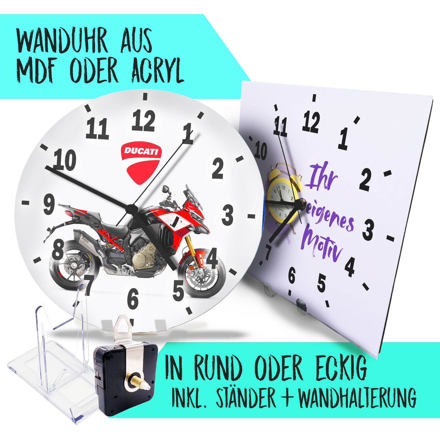 Hochwertige 30cm Uhren Made in Alzenau Lautlose Uhr MDF Acryl Eigenes Motiv