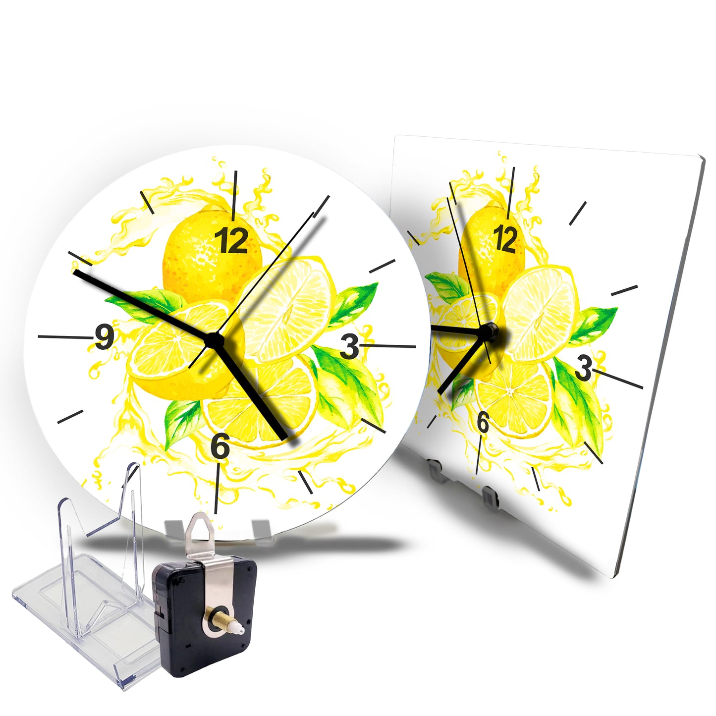 Hochwertige 30cm-Uhren Made in Alzenau Lautlose Uhr MDF Acryl Motiv Zitronentraum