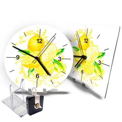Hochwertige 30cm-Uhren Made in Alzenau Lautlose Uhr MDF Acryl Motiv Zitronentraum