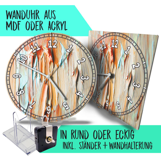Hochwertige 30cm-Uhren Made in Alzenau Lautlose Uhr MDF Acryl Motiv Holzkunst