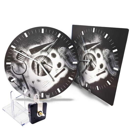 Hochwertige 30cm-Uhren Made in Alzenau Lautlose Uhr MDF Acryl Motiv Black Besteck