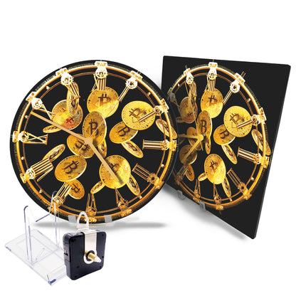 Hochwertige 30cm-Uhren Made in Alzenau Lautlose Uhr MDF Acryl Motiv Bitcoin