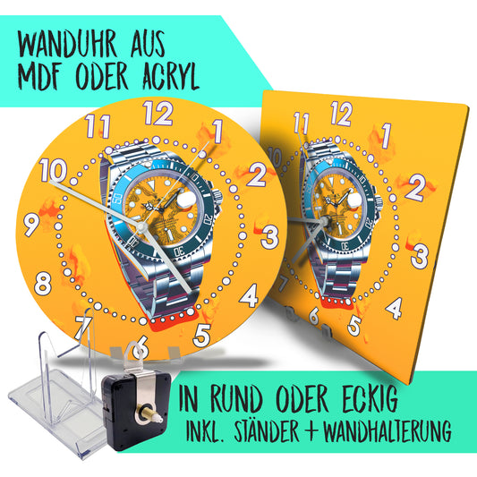 Hochwertige 30cm-Uhren Made in Alzenau Lautlose Uhr MDF Acryl Motiv Armbanduhr