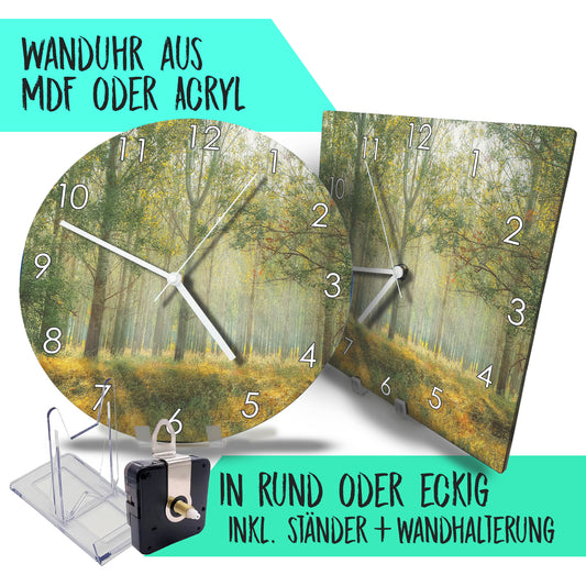 Hochwertige 30cm-Uhren Made in Alzenau Lautlose Uhr MDF Acryl Motiv Paradieswald