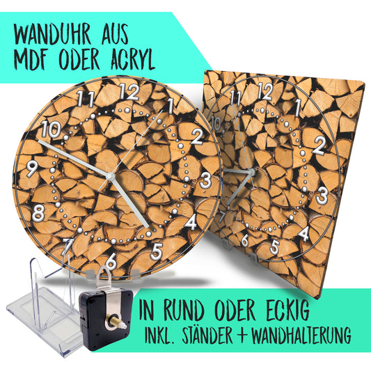 Hochwertige 30cm-Uhren Made in Alzenau Lautlose Uhr MDF Acryl Motiv Holz