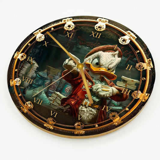 DEMO-ARTIKEL! Hochwertige 30cm-Uhren Made in Alzenau Lautlose Uhr MDF Acryl Motiv Reiche Ente