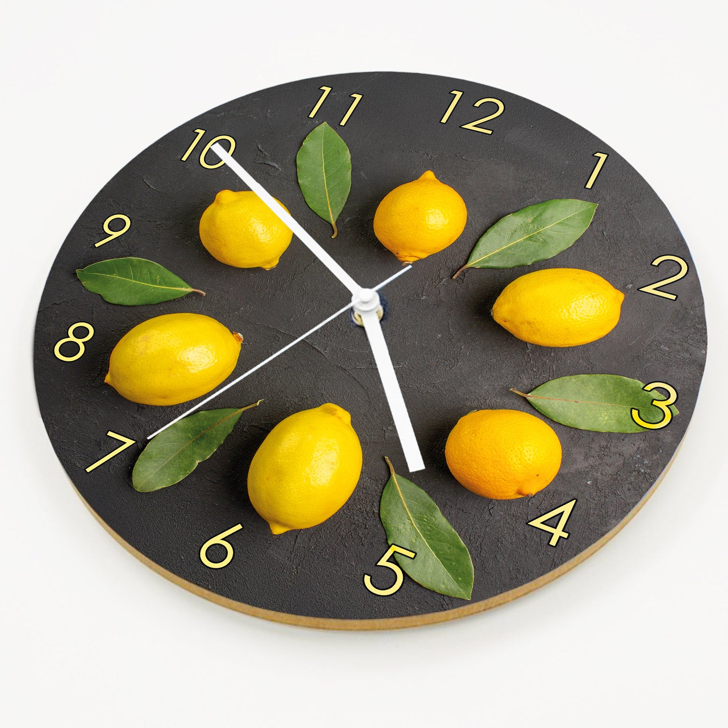 Hochwertige 30cm-Uhren Made in Alzenau Lautlose Uhr MDF Acryl Motiv Zitronenkranz