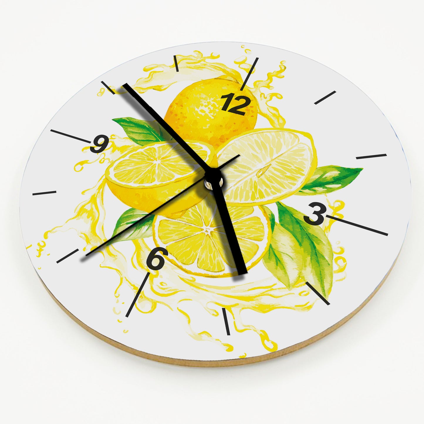 Hochwertige 30cm-Uhren Made in Alzenau Lautlose Uhr MDF Acryl Motiv Zitronentraum