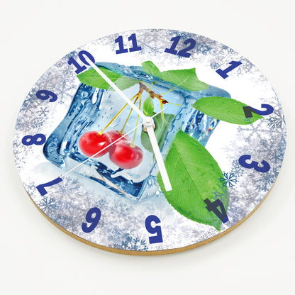 Hochwertige 30cm-Uhren Made in Alzenau Lautlose Uhr MDF Acryl Motiv Eis Kirsche