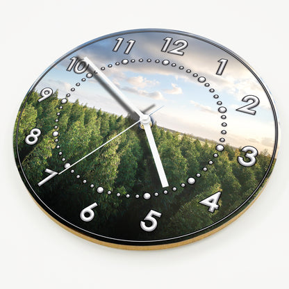 Hochwertige 30cm-Uhren Made in Alzenau Lautlose Uhr MDF Acryl Motiv Wald