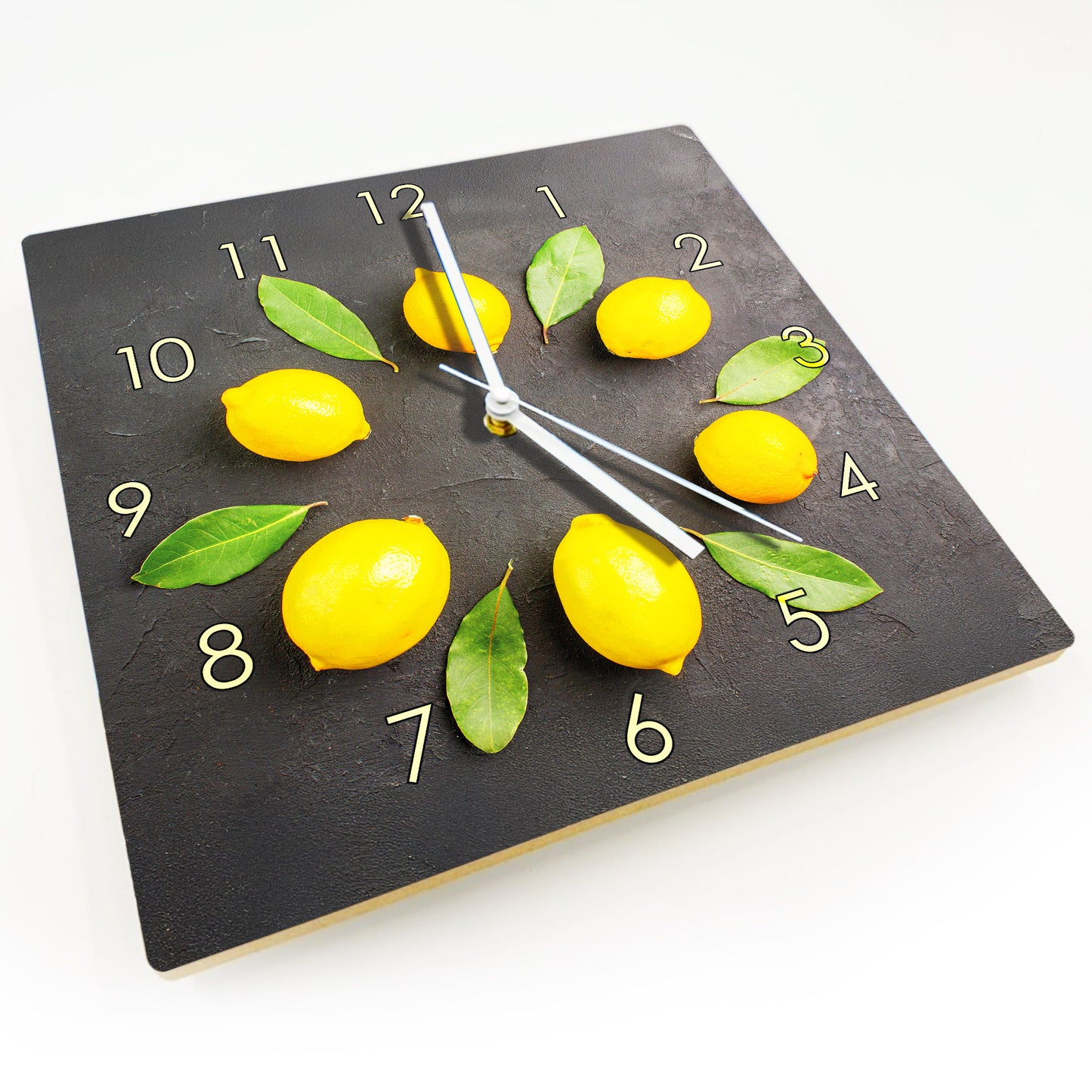 Hochwertige 30cm-Uhren Made in Alzenau Lautlose Uhr MDF Acryl Motiv Zitronenkranz