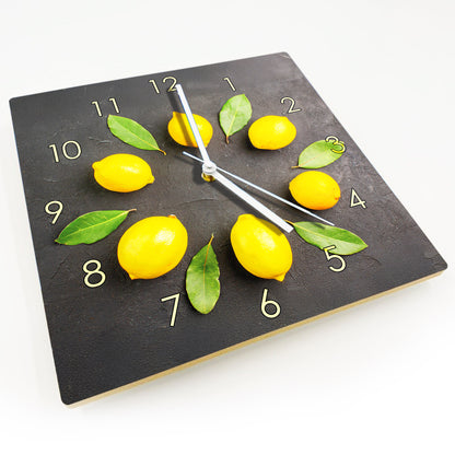 Hochwertige 30cm-Uhren Made in Alzenau Lautlose Uhr MDF Acryl Motiv Zitronenkranz