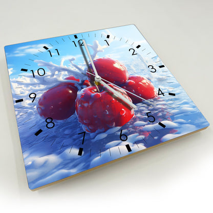 Hochwertige 30cm-Uhren Made in Alzenau Lautlose Uhr MDF Acryl Motiv Kirsche