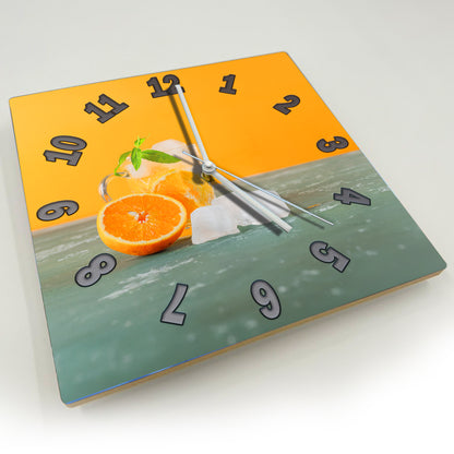 Hochwertige 30cm-Uhren Made in Alzenau Lautlose Uhr MDF Acryl Motiv Zitrone auf Eis