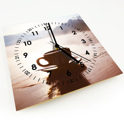 Hochwertige 30cm-Uhren Made in Alzenau Lautlose Uhr MDF Acryl Motiv Kaffeetasse