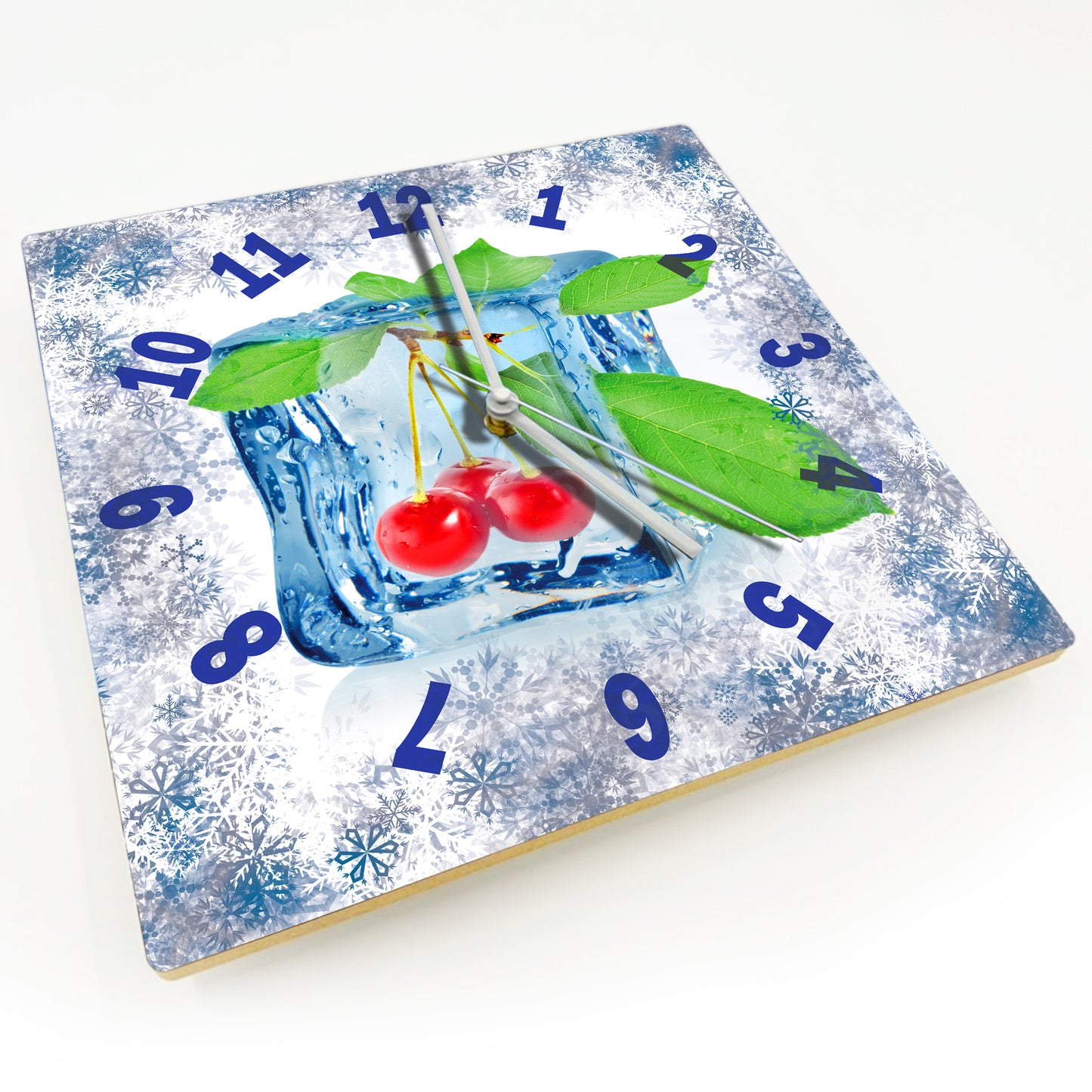 Hochwertige 30cm-Uhren Made in Alzenau Lautlose Uhr MDF Acryl Motiv Eis Kirsche