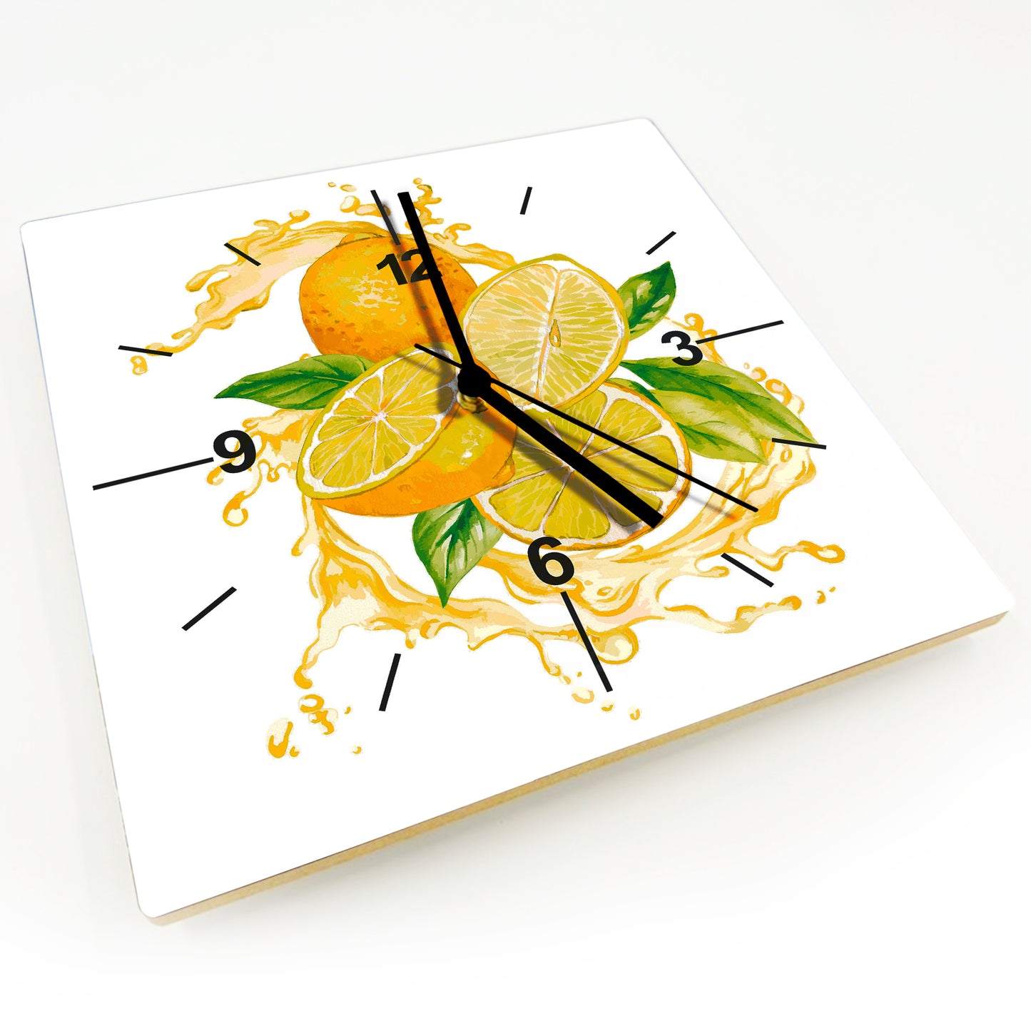 Hochwertige 30cm-Uhren Made in Alzenau Lautlose Uhr MDF Acryl Motiv Zitronentraum