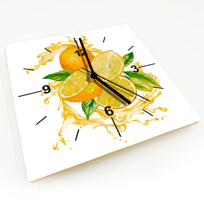 Hochwertige 30cm-Uhren Made in Alzenau Lautlose Uhr MDF Acryl Motiv Zitronentraum