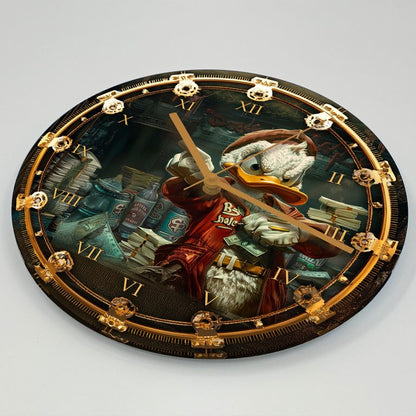 DEMO-ARTIKEL! Hochwertige 30cm-Uhren Made in Alzenau Lautlose Uhr MDF Acryl Motiv Reiche Ente