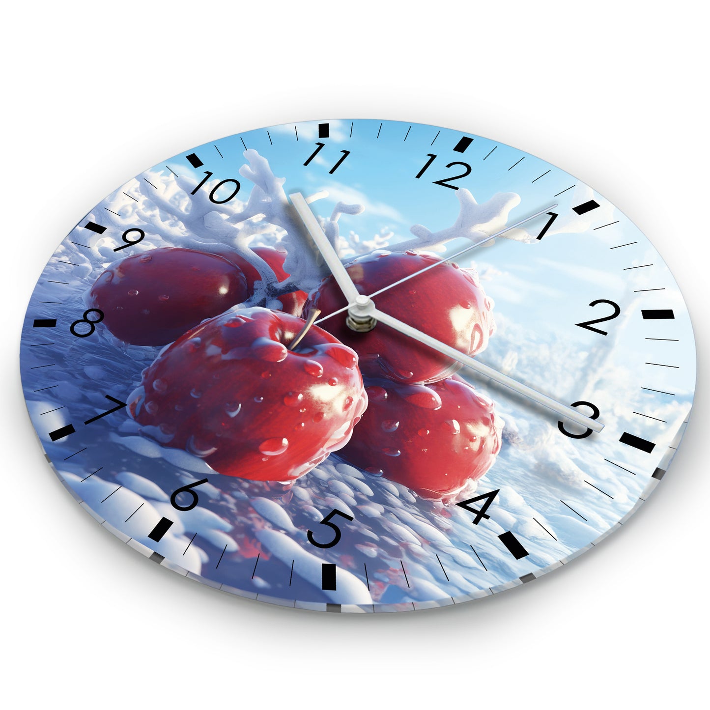 Hochwertige 30cm-Uhren Made in Alzenau Lautlose Uhr MDF Acryl Motiv Kirsche