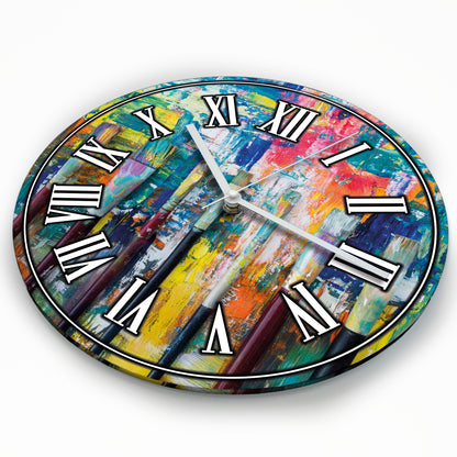 Hochwertige 30cm-Uhren Made in Alzenau Lautlose Uhr MDF Acryl Motiv Stifte