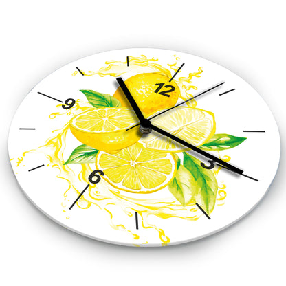 Hochwertige 30cm-Uhren Made in Alzenau Lautlose Uhr MDF Acryl Motiv Zitronentraum