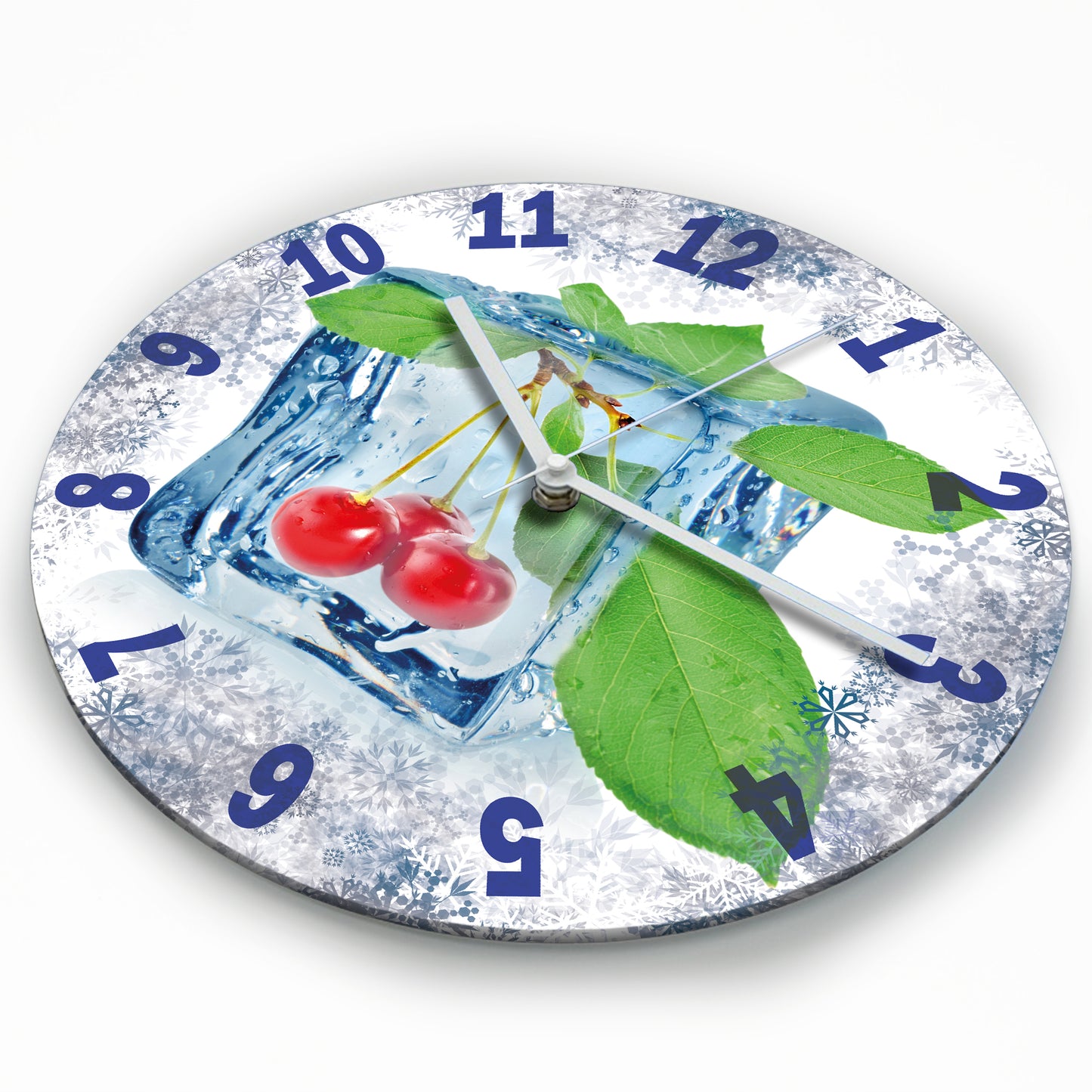 Hochwertige 30cm-Uhren Made in Alzenau Lautlose Uhr MDF Acryl Motiv Eis Kirsche