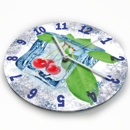 Hochwertige 30cm-Uhren Made in Alzenau Lautlose Uhr MDF Acryl Motiv Eis Kirsche