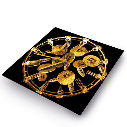 Hochwertige 30cm-Uhren Made in Alzenau Lautlose Uhr MDF Acryl Motiv Bitcoin