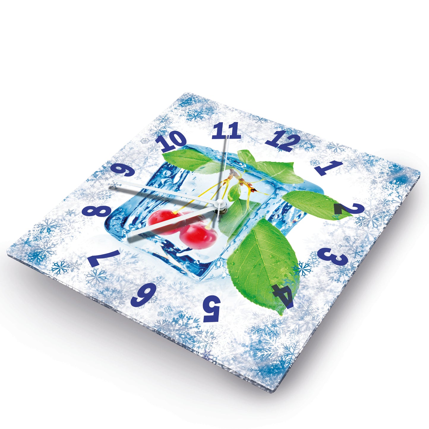 Hochwertige 30cm-Uhren Made in Alzenau Lautlose Uhr MDF Acryl Motiv Eis Kirsche