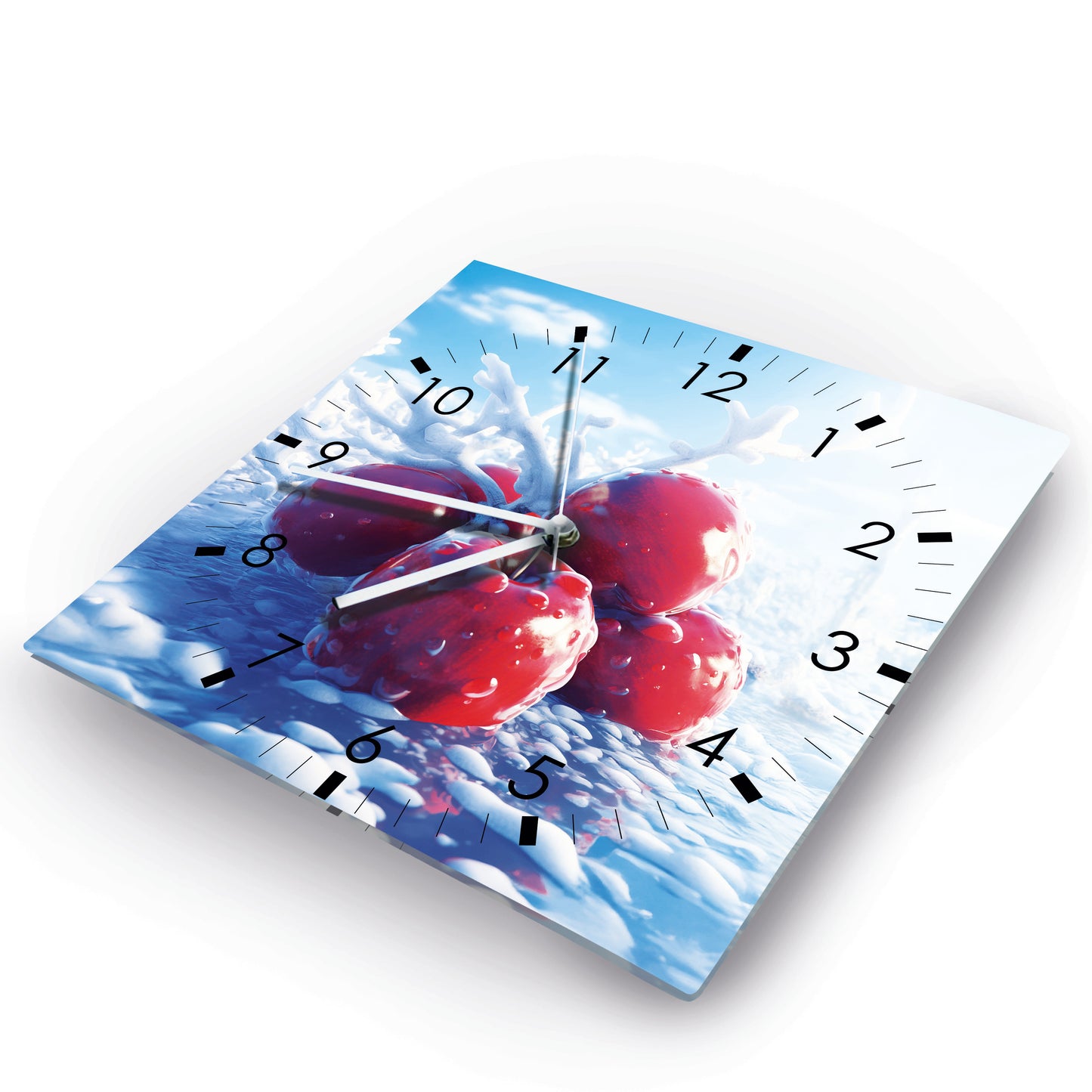 Hochwertige 30cm-Uhren Made in Alzenau Lautlose Uhr MDF Acryl Motiv Kirsche