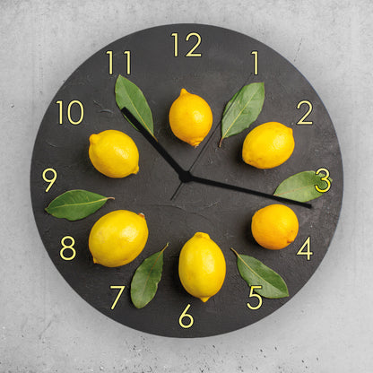 Hochwertige 30cm-Uhren Made in Alzenau Lautlose Uhr MDF Acryl Motiv Zitronenkranz