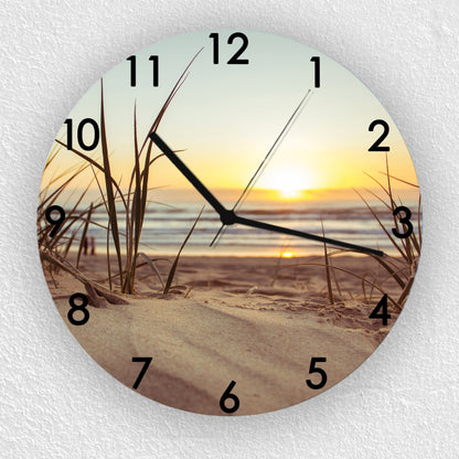Hochwertige 30cm-Uhren Made in Alzenau Lautlose Uhr MDF Acryl Motiv Strandgras